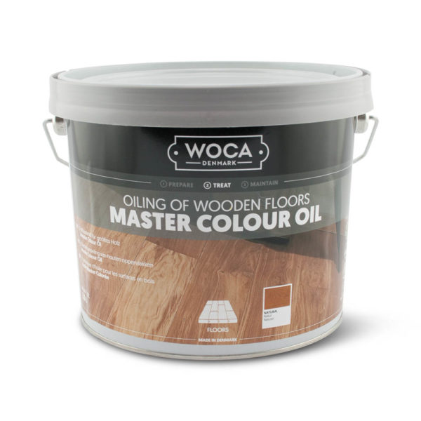 Een blik Woca Master Colour Oil van 2.5 liter