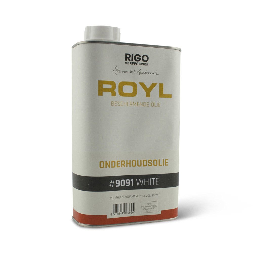 Een blik Rigo Royl Onderhoudsolie wit
